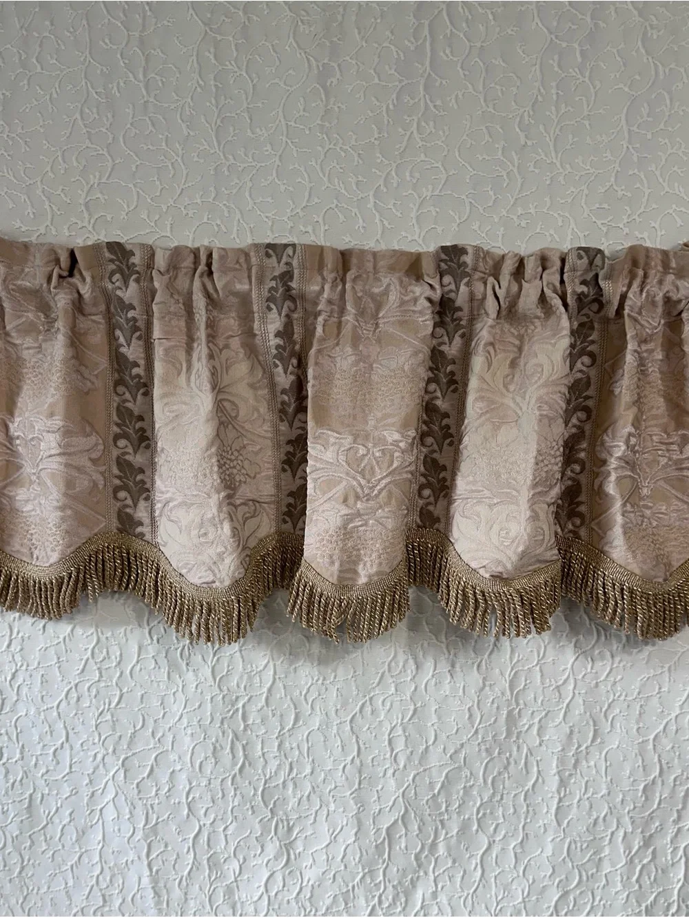 3 Vintage Window Valances Gold tassels rod pocket 54”x18”